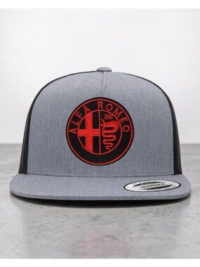 Alfa Romeo Logo YP Classics 6006 Flat Bill Trucker Mesh Back Snapback grey/black